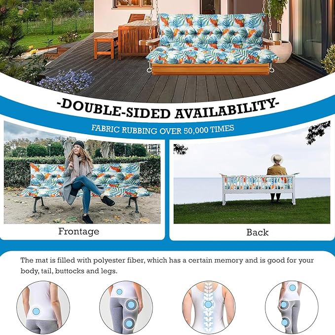 Outside Benches Cushion with Backrest, Thicken Waterproof Swing Cushions 2/3 - Image 7