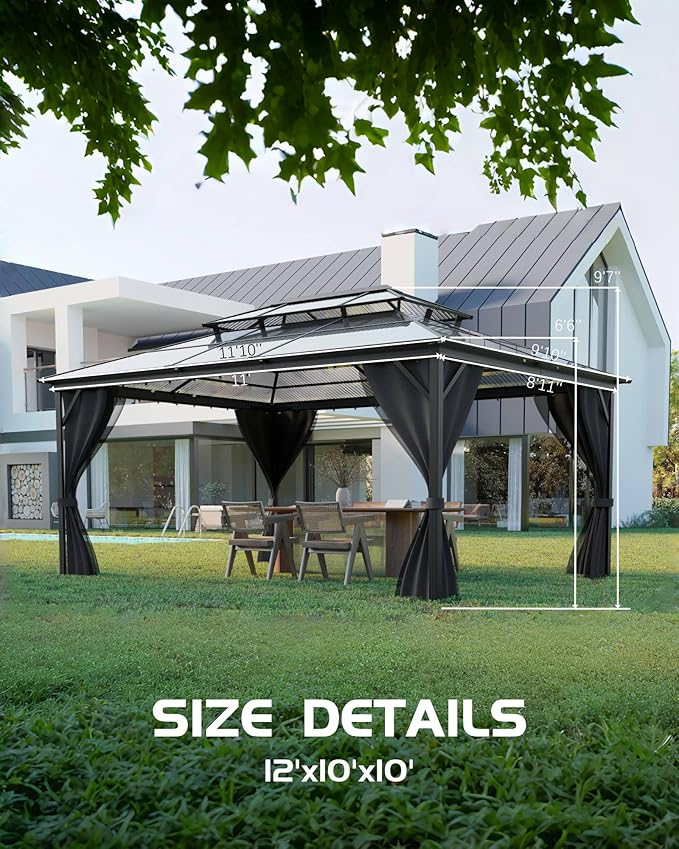 GarveeLife 10 ft x12 ft Hardtop Gazebo - Image 2