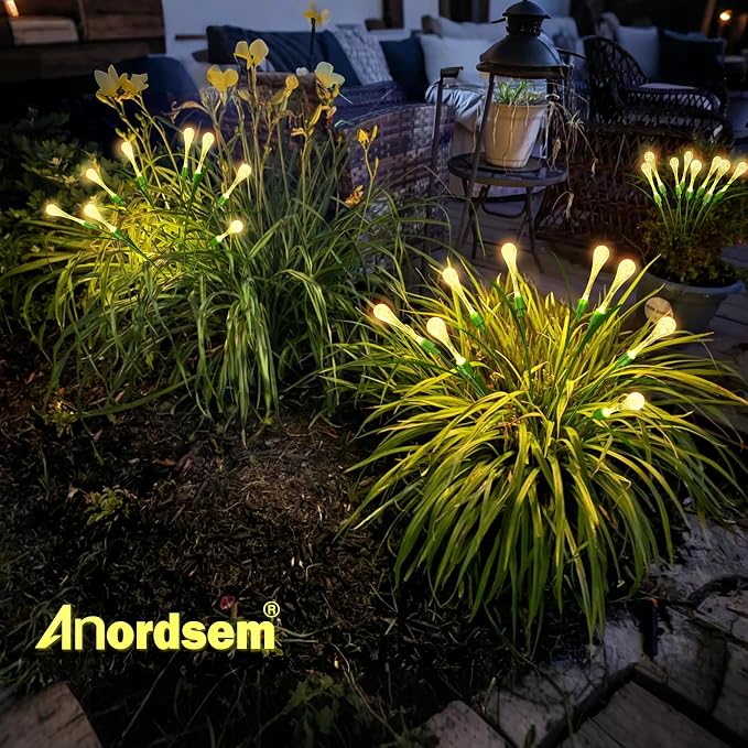 Anordsem Solar Garden Lights Outdoor: 8 Removable PVC Water Drop Light Head 4 - Image 2