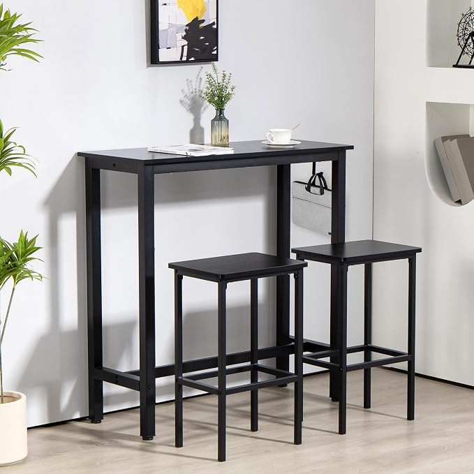 Finnhomy Bar Table Set, 39.3" Pub Table High Top Table, Rectangular Bar Height - Image 2
