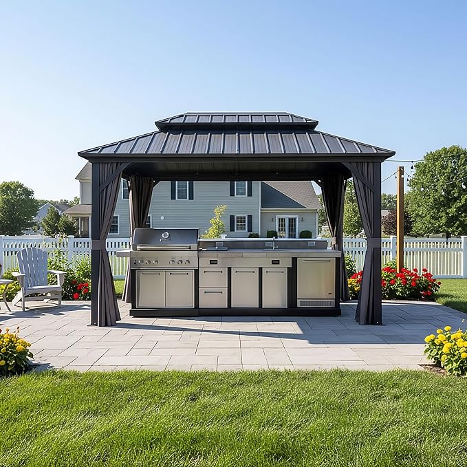 PURPLE LEAF 8' X 12' Permanent Hardtop Aluminum Gazebo by PURPLELEAF