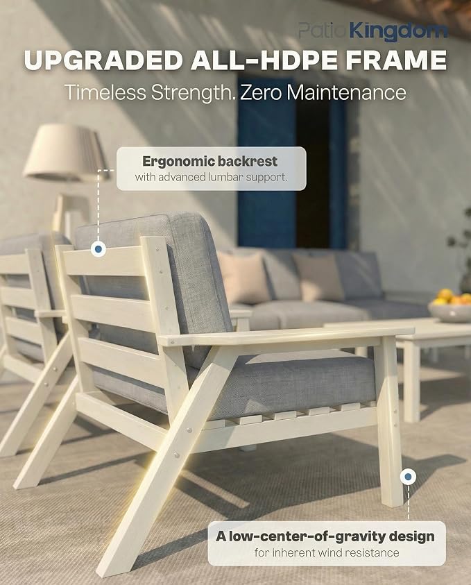 Patio Furniture Set 2 Seats, HDPE Outdoor Sectional - Image 3