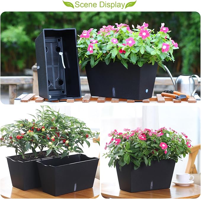 Window Box Planter 6 Pcs, 12.1 Inches Self Watering Plant Pots Rectangle Flower - Image 5