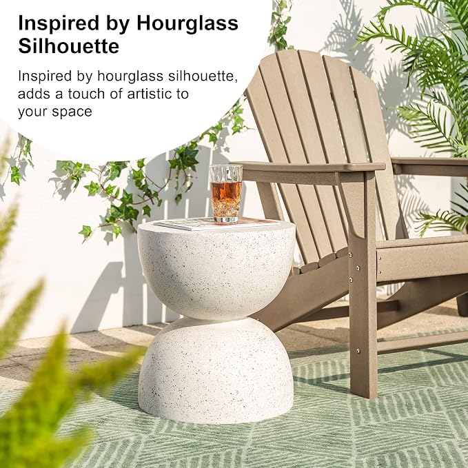 Glitzhome Outdoor Side Tables Set of 2, Heavy Duty Patio Sturdy Faux Terrazzo - Image 4