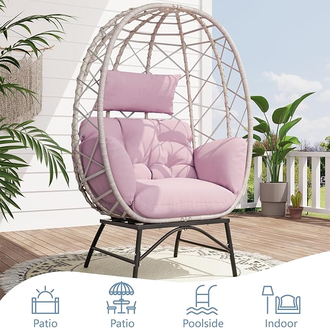 SWITTE Wicker Egg Chair Outdoor, Oversized Patio Lounge Chairs - Image 4