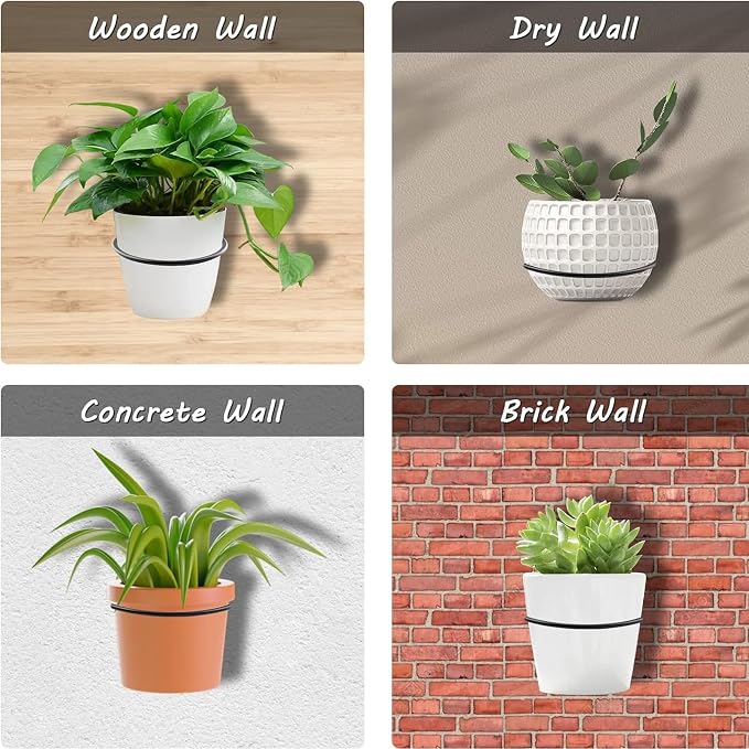 6 Pack 4 inch Flower Pot Holder Ring, Flower Pot Holder Ring Wall Mounted Set - Image 7