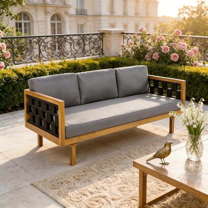 Christopher Knight Home Rosie Acacia Wood Outdoor Daybed Sofa - Image 4