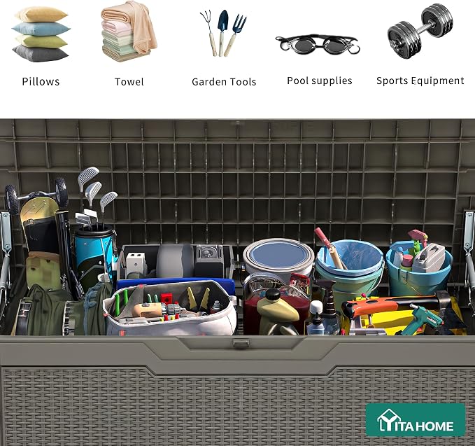 YITAHOME 80 Gallon Resin Deck Box, Weather Resistant Outdoor Rattan Storage Box - Image 4
