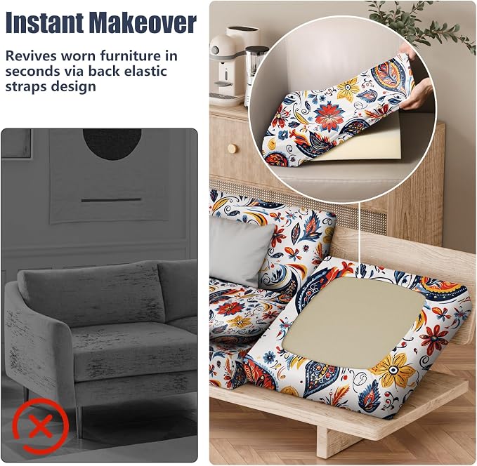 8Pcs Square Small Stretch Patio Cushion Covers, Couch & Sofa Replacement - Image 5
