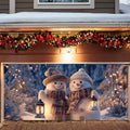 ANNA QUEEN Winter Garage Door Banner 6×13 FT, Smiling Snowman Couple by ANNAQUEEN