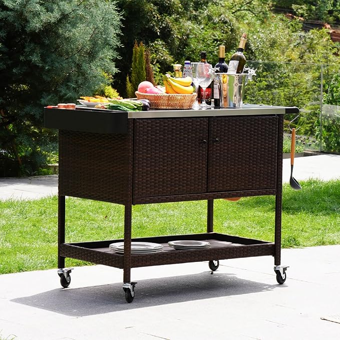 Grand patio Outdoor Bar Cart, Patio Storage Cabinet by GrandPatio
