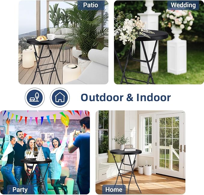Cocktail Table 28in Folding Round High Top Indoor Outdoor - Image 9