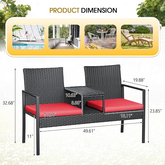 Devoko Patio Conversation Sets Outdoor Loveseat - Image 4