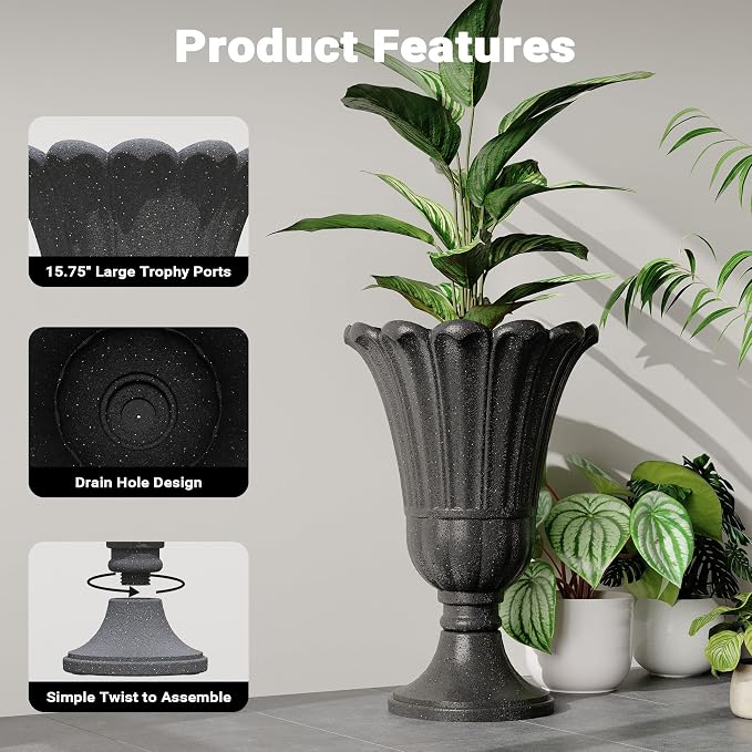 23" Tall Planters for Outdoor Plants Set of 2, Planter - Image 4
