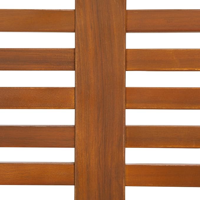 SAFAVIEH Outdoor Patio Furniture Heather Natural Brown Solid Wood & Black Legs - Image 7
