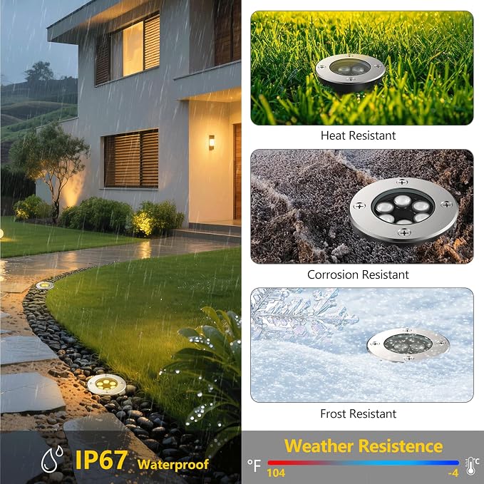 JESLED Outdoor Landscape Lights, 6W LED In Ground Well Lights, 12V 24V 3000K - Image 5