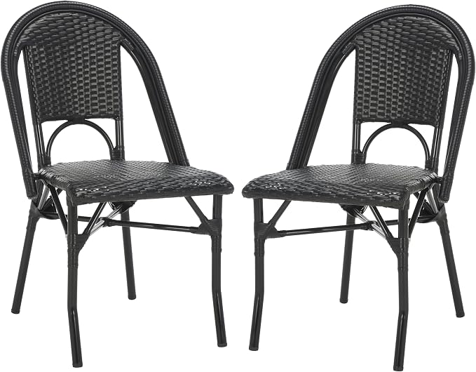 SAFAVIEH Outdoor Collection Torino Black Parisian Bistro Chair Set of 2 by SAFAVIEH