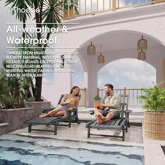 Patio Chaise Lounge Chair Set of 4, Oversized Lounge Chair Outdoor - Image 7