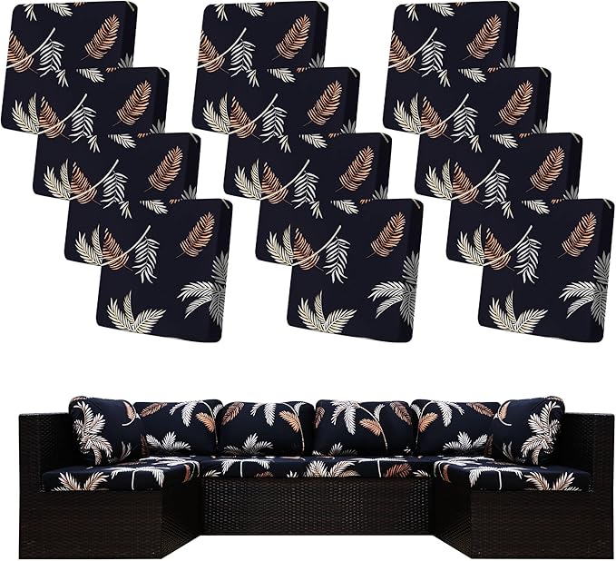 12Pcs Stretch Patio Cushion Covers, Outdoor Couch Covers Replacement, Outdoor by BIETYONE