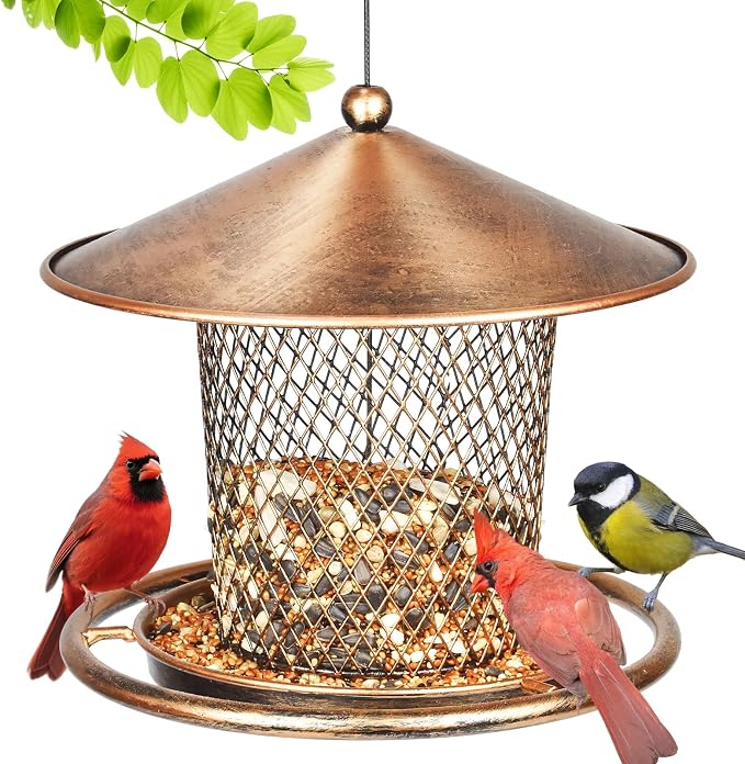 Bird Feeders for Outdoors, Heavy Duty Metal Wild Finch Feeder for Sparrow by KIMCHOMERSE