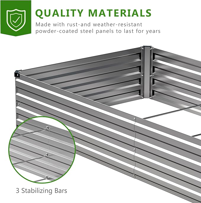 2PCS 9x3x1ft Galvanized Raised Garden Bed Kit, Metal Planter Box - Image 4