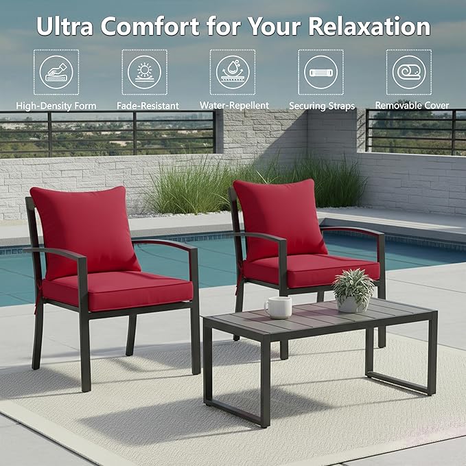 24x24 Inch Outdoor Chair Cushions Set of 2, Patio Furniture Cushions - Image 2