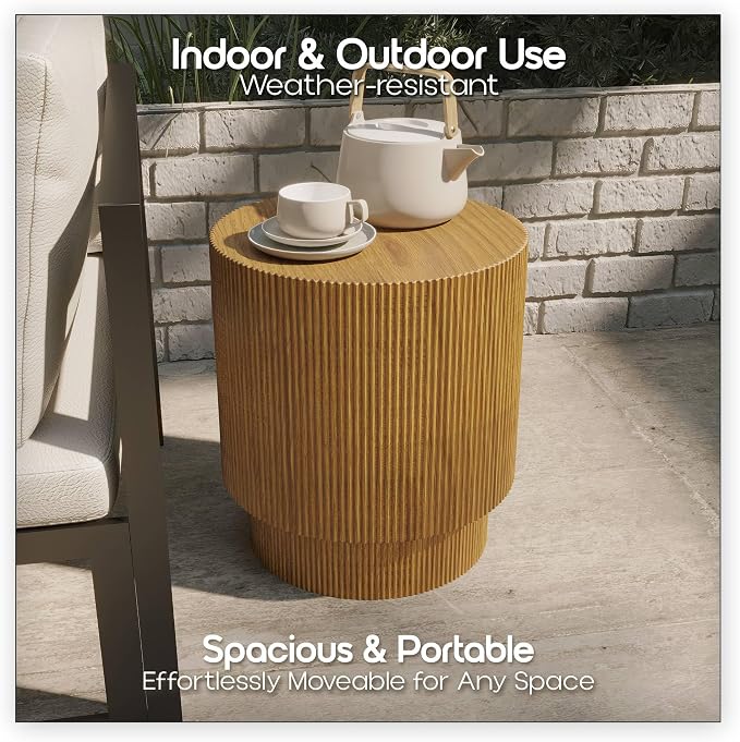LeisureMod Modern Side Table Round Fiberstone Top Accent End Table - Image 6
