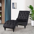 Chaise Lounge Indoor, Velvet Upholstered Lounge Chair Button-Tufted Armless by LinyuanwaiFurniture