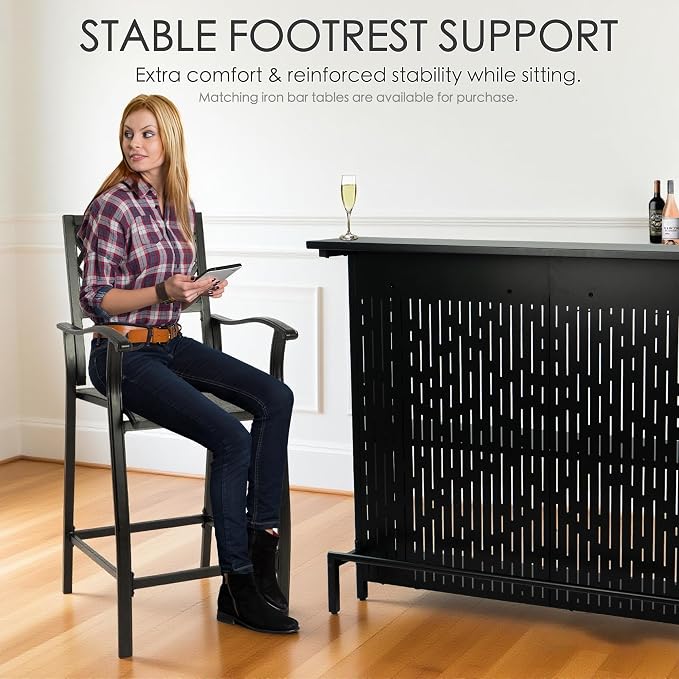 Kozyard Outdoor Bar Stools Set of 2, Patio Bar Chairs - Image 4