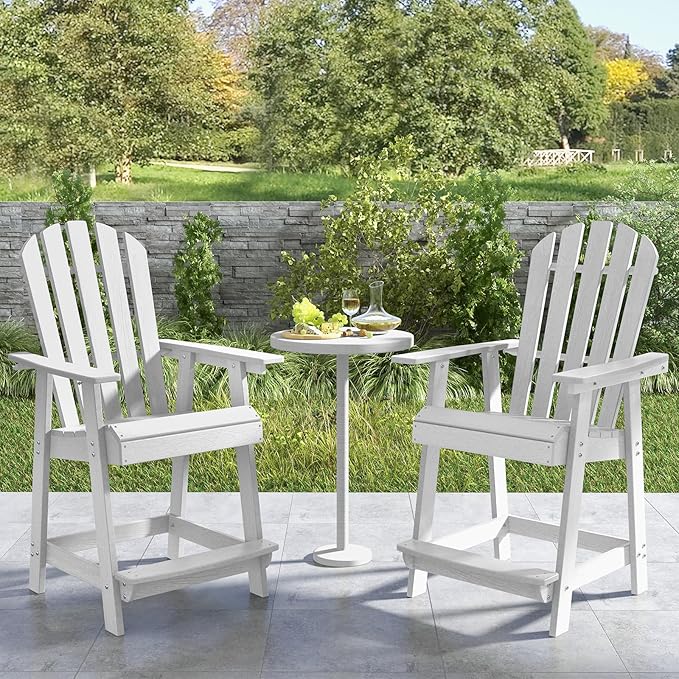Tangkula Outdoor Bar Stool, HDPE Tall Adirondack Chair - Image 5