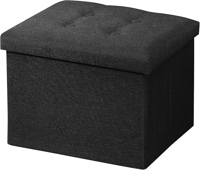 AmasSmile Black Ottoman with Storage, Foot & Leg Rest Stools Small Cute Stool by AmasSmile