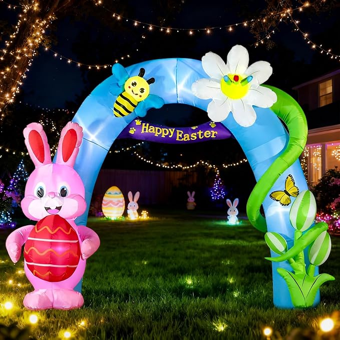 Domkom 12FT Long Huge Easter Inflatable Bunny Archway Outdoor Decorations - Image 4