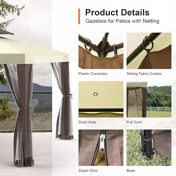 Patio Gazebo Tent Outdoor Canopy Shelter 10'x10' - Image 3