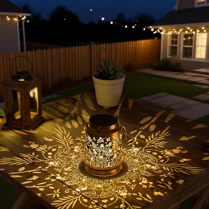 Mushroom & Frog Solar Lantern for Garden Outdoor Decor – Hanging Metal Light - Image 3