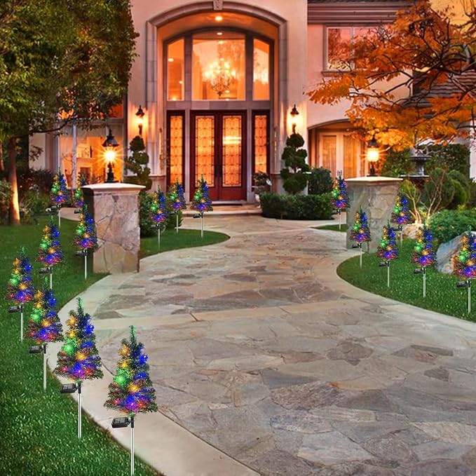 Solar Christmas Tree Garden Stake Lights Waterproof Christmas Decorations Tree - Image 7