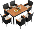 Flamaker 7 Piece Patio Dining Set Outdoor Acacia Wood Table and Chairs by Flamaker