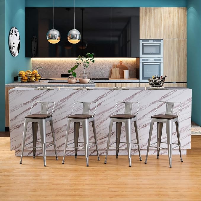 Changjie Furniture 30 Inch Bar Stools Set of 4 Industrial Metal Barstools Bar - Image 7