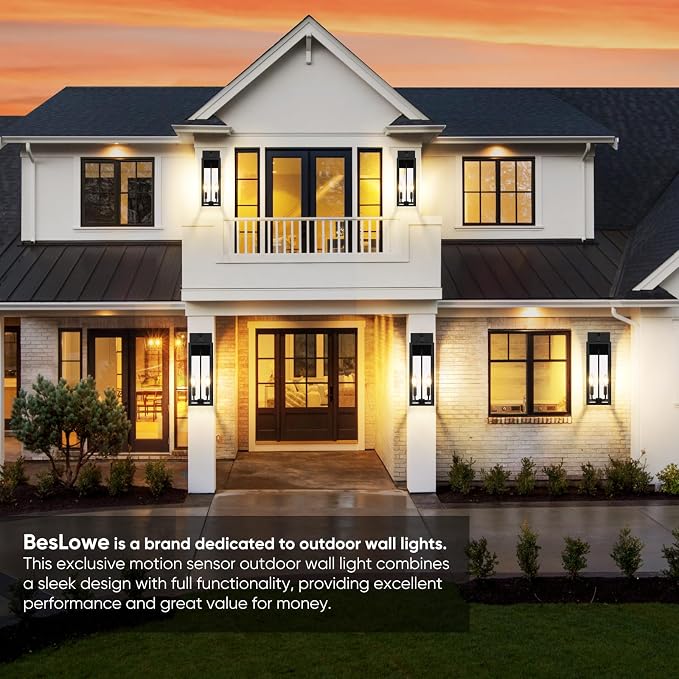 2-Pack Upgraded Motion Sensor Outdoor Wall Lights, 18” Large Dusk to Dawn Porch - Image 7