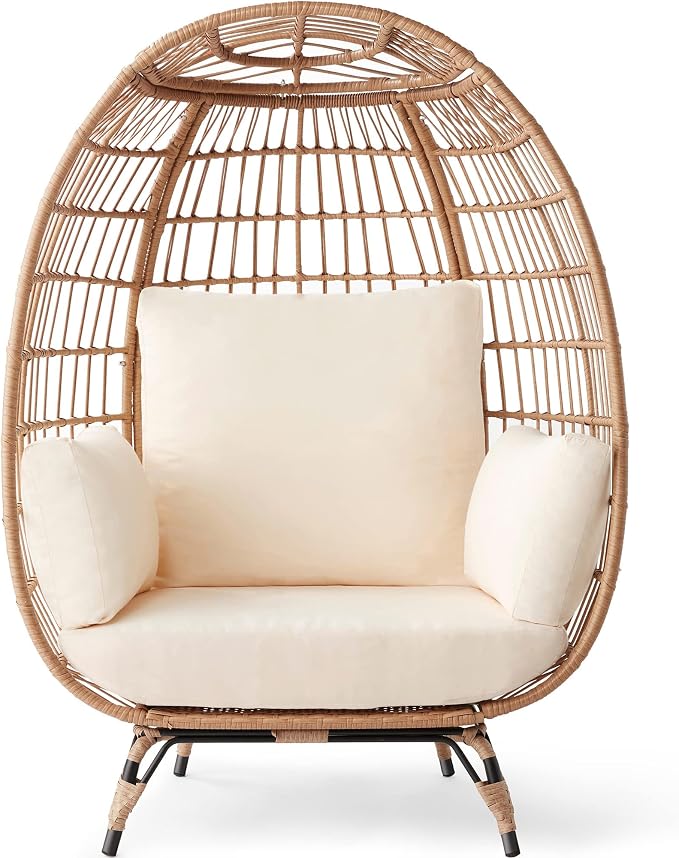 Best Choice Products Wicker Egg Chair, Oversized Indoor Outdoor Lounger by BestChoiceProducts