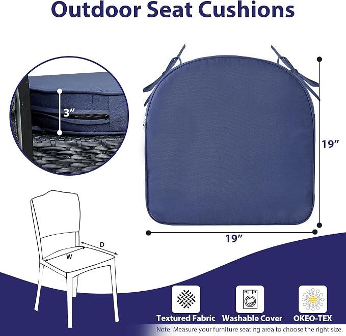 Outdoor Chair Cushions Set of 4 -Waterproof Outdoor Seat Cushions - Image 6