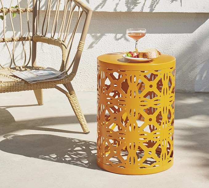 HFHOME Set of 3 Metal Outdoor Side Table, Nesting Round Coffee Table - Image 8