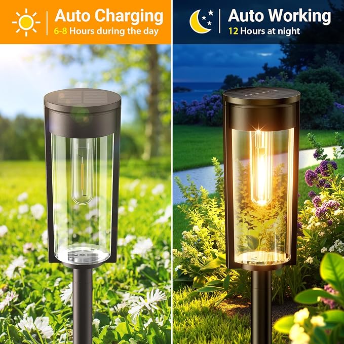 LETMY Solar Pathway Lights Outdoor, Upgraded 8 Pack Solar Lights Outdoor - Image 5