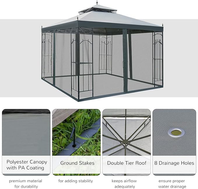 Outsunny 10' x 10' Patio Gazebo - Image 3