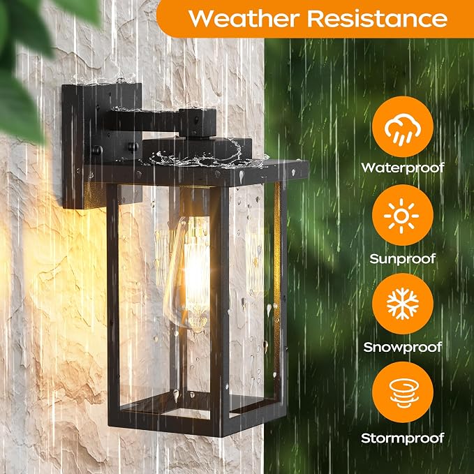 WIHTU Outdoor Porch Lights Fixtures Wall Mount, Dusk to Dawn Outdoor Lighting - Image 3