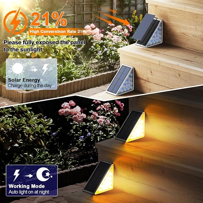 Solar Step Lights for Outside Waterproof IP67, 8 Pack Solar Stair Lights LED - Image 2