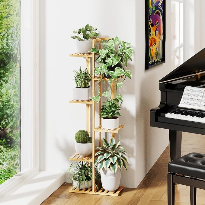 ROSSNY 48 Inch Talll Plant Stand Indoor, 6 Tier 7 Potted Bamboo Plant Stands - Image 4