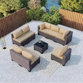 Kullavik 9 Pieces Outdoor Patio Furniture Set, Outdoor Sectional Rattan Sofa by KULLAVIK