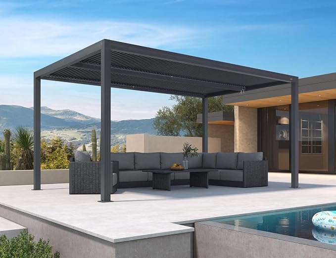 PURPLE LEAF Louvered Pergola 94AS 10' x 16' Aluminum Metal Outdoor Pergola wtih - Image 2