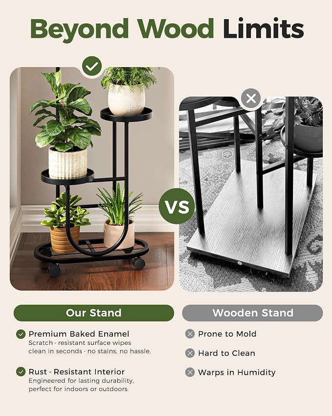 Bamworld Tall Plant Stand Indoor Outdoor Plant Stand - Image 7