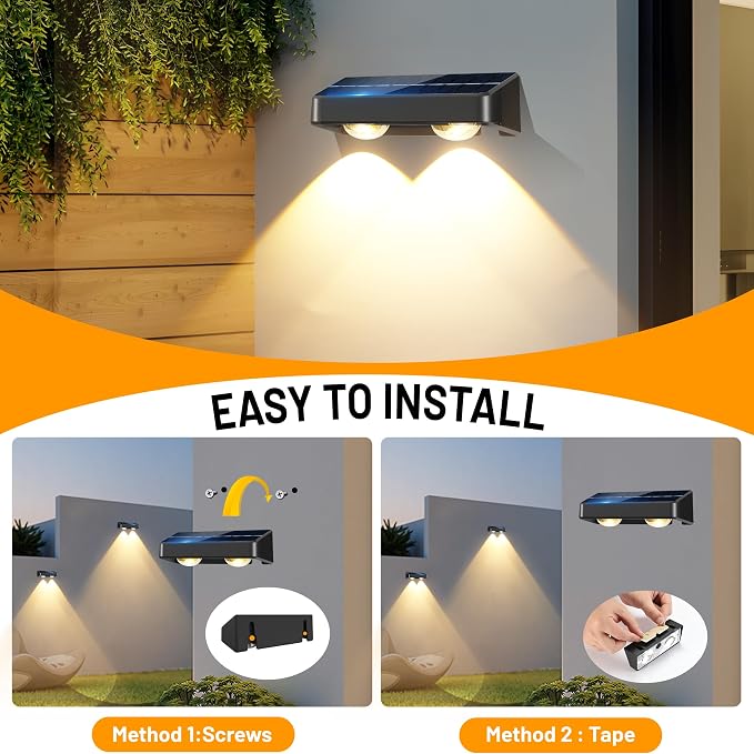 Solar Fence Lights 9-Color RGB Solar Lights Outdoor Waterproof Garden Wall - Image 6